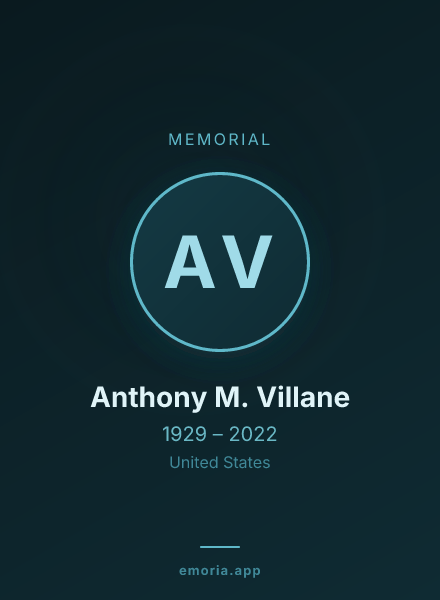 Memorial portrait of Anthony M. Villane