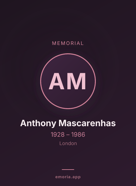Memorial portrait of Anthony Mascarenhas