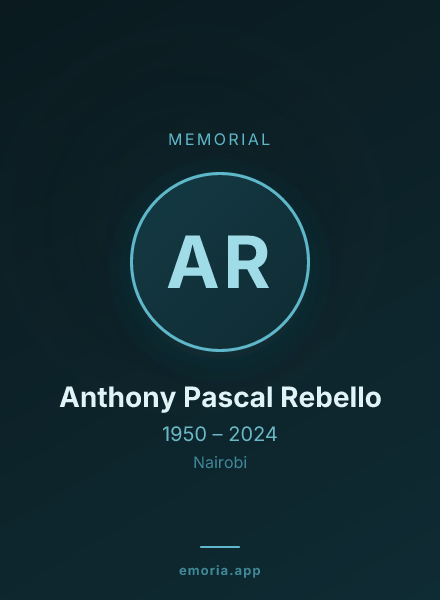 Memorial portrait of Anthony Pascal Rebello