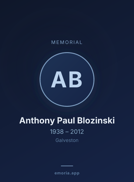 Memorial portrait of Anthony Paul Blozinski