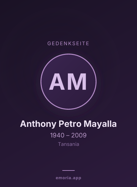 Gedenkportrait von Anthony Petro Mayalla