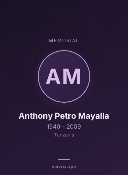 Memorial portrait of Anthony Petro Mayalla
