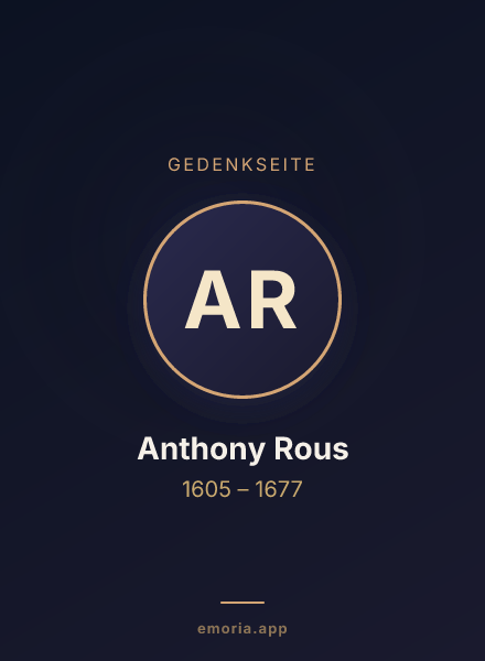 Gedenkportrait von Anthony Rous
