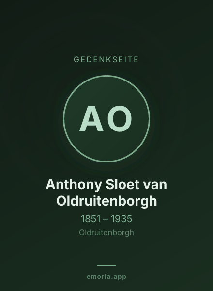 Gedenkportrait von Anthony Sloet van Oldruitenborgh