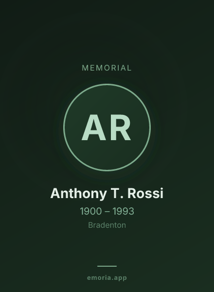 Memorial portrait of Anthony T. Rossi
