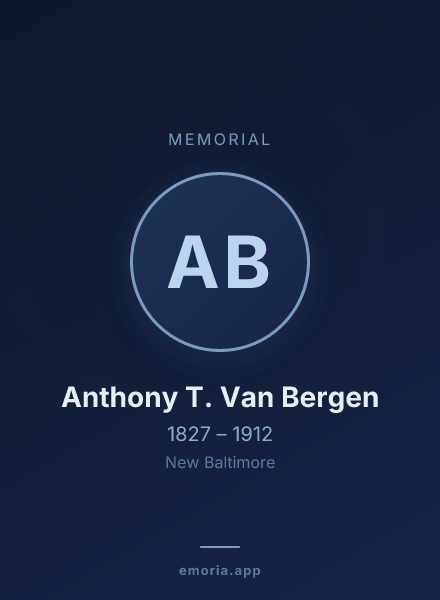 Memorial portrait of Anthony T. Van Bergen
