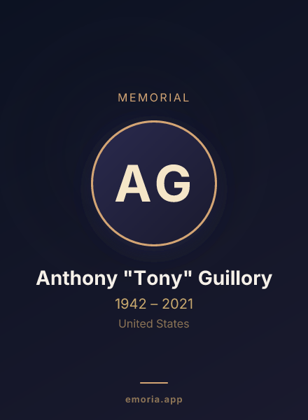 Memorial portrait of Anthony "Tony" Guillory