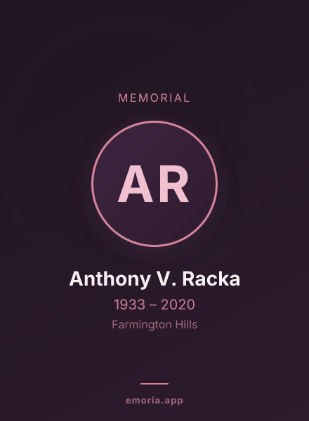 Memorial portrait of Anthony V. Racka