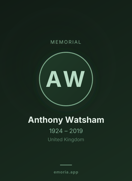 Memorial portrait of Anthony Watsham