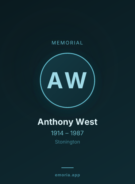 Memorial portrait of Anthony West