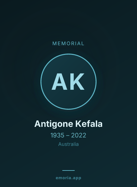 Memorial portrait of Antigone Kefala