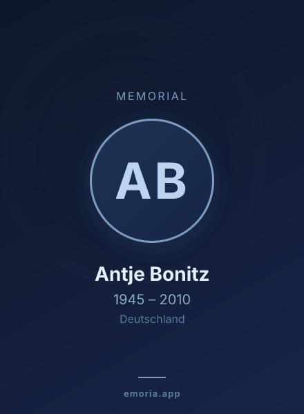 Memorial portrait of Antje Bonitz