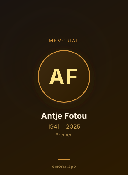 Memorial portrait of Antje Fotou