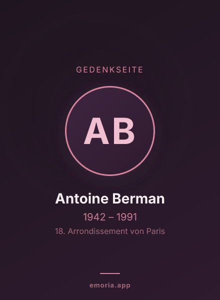 Gedenkportrait von Antoine Berman