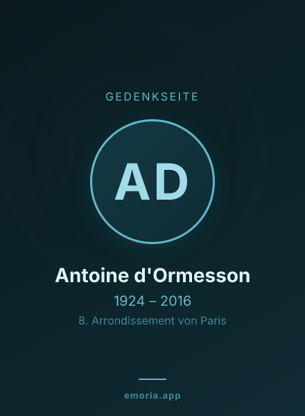 Gedenkportrait von Antoine d'Ormesson
