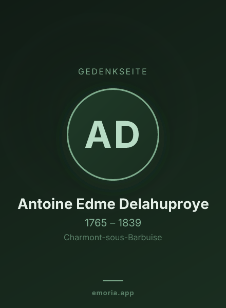 Gedenkportrait von Antoine Edme Delahuproye