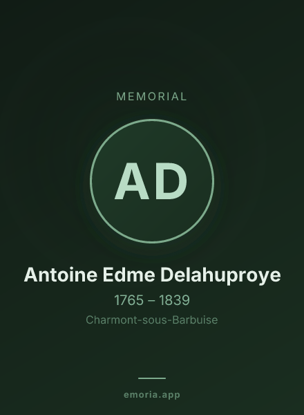 Memorial portrait of Antoine Edme Delahuproye