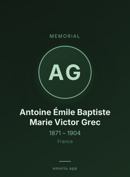 Memorial portrait of Antoine Émile Baptiste Marie Victor Grec