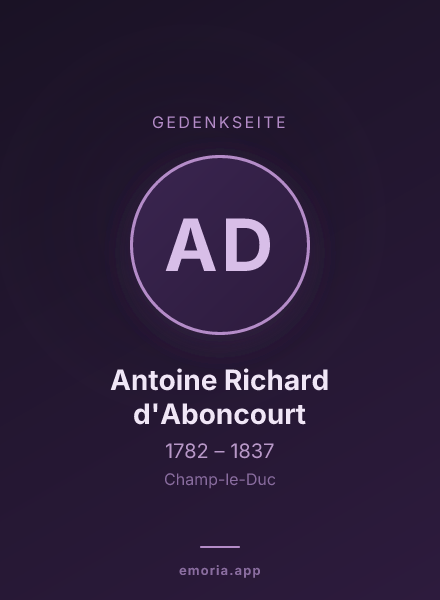 Gedenkportrait von Antoine Richard d'Aboncourt