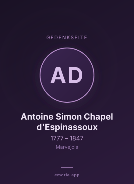 Gedenkportrait von Antoine Simon Chapel d'Espinassoux