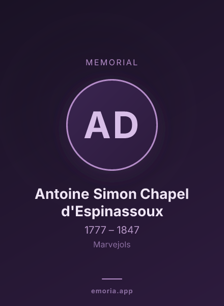 Memorial portrait of Antoine Simon Chapel d'Espinassoux