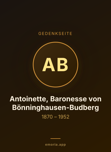Gedenkportrait von Antoinette, Baronesse von Bönninghausen-Budberg