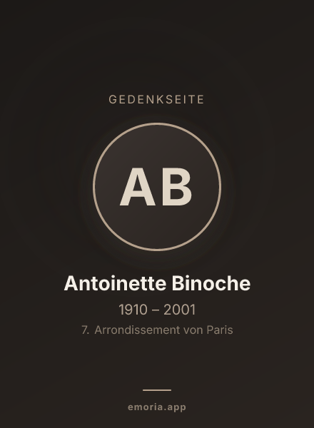 Gedenkportrait von Antoinette Binoche