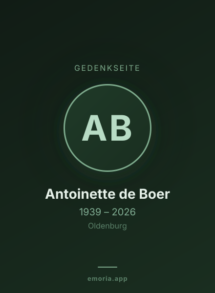 Gedenkportrait von Antoinette de Boer