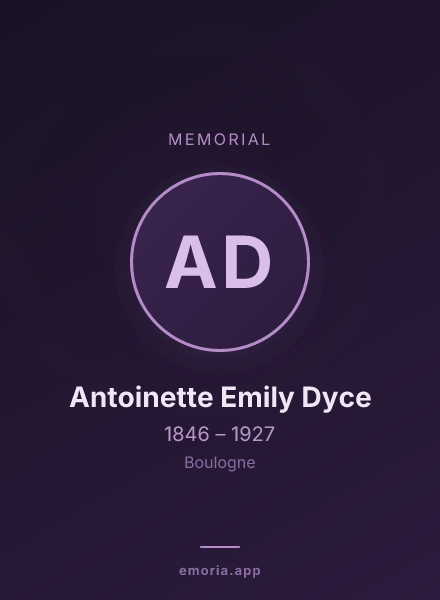 Memorial portrait of Antoinette Emily Dyce