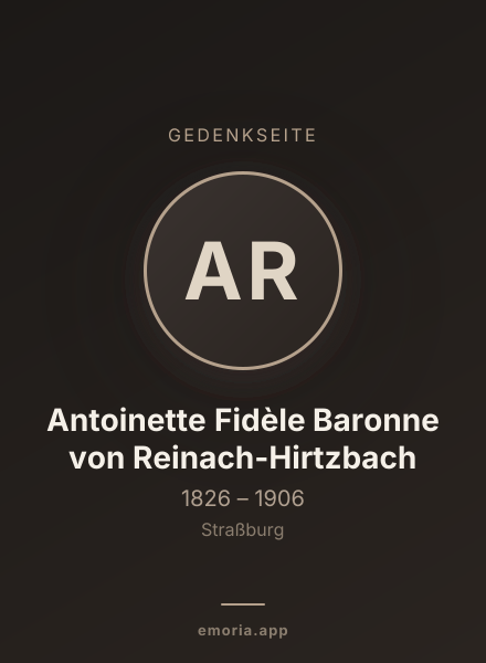 Gedenkportrait von Antoinette Fidèle Baronne von Reinach-Hirtzbach