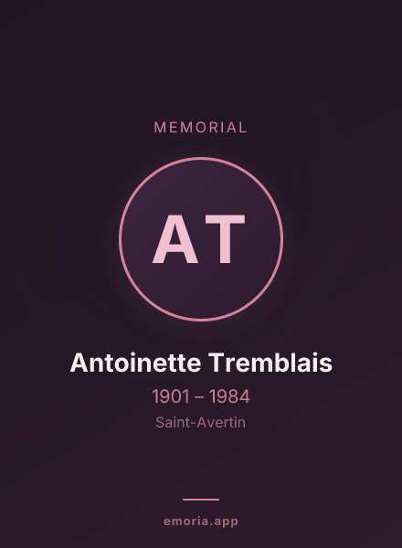 Memorial portrait of Antoinette Tremblais