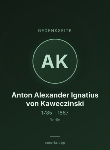 Gedenkportrait von Anton Alexander Ignatius von Kaweczinski