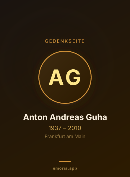 Gedenkportrait von Anton Andreas Guha