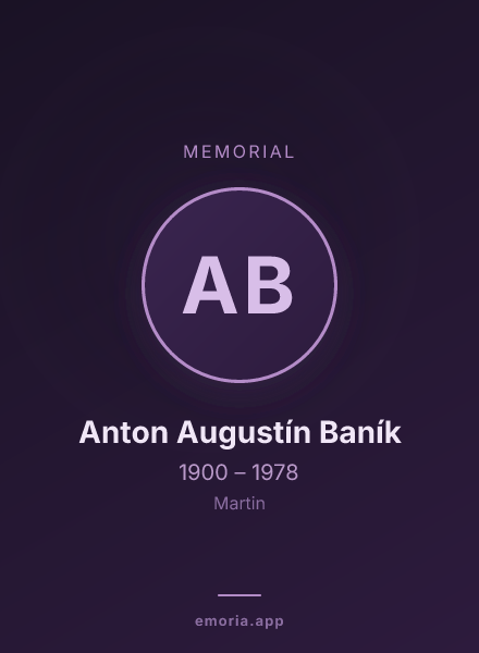 Memorial portrait of Anton Augustín Baník