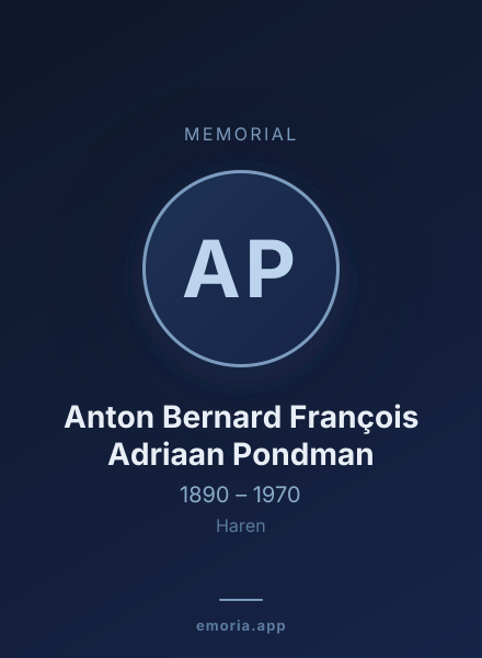 Memorial portrait of Anton Bernard François Adriaan Pondman