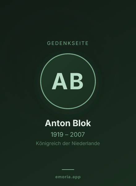 Gedenkportrait von Anton Blok