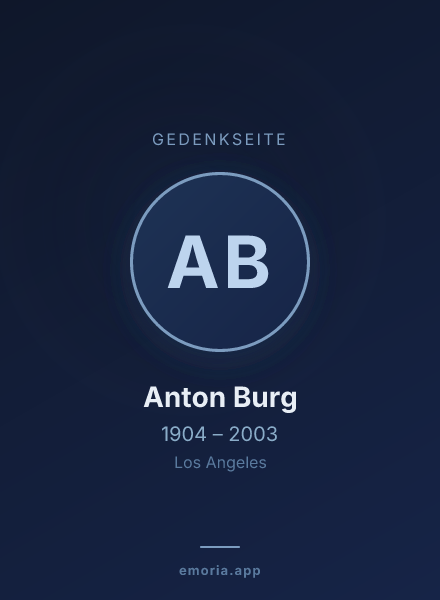 Gedenkportrait von Anton Burg