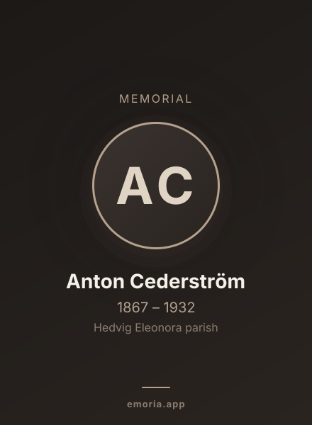 Memorial portrait of Anton Cederström
