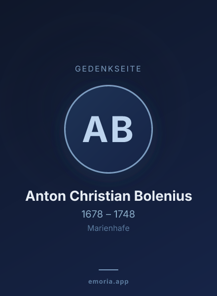 Gedenkportrait von Anton Christian Bolenius