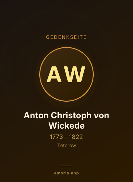 Gedenkportrait von Anton Christoph von Wickede