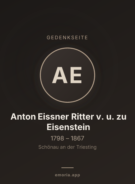 Gedenkportrait von Anton Eissner Ritter v. u. zu Eisenstein