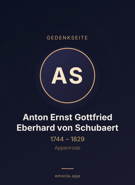 Gedenkportrait von Anton Ernst Gottfried Eberhard von Schubaert