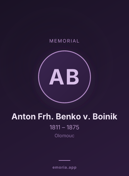 Memorial portrait of Anton Frh. Benko v. Boinik
