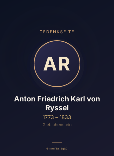 Gedenkportrait von Anton Friedrich Karl von Ryssel