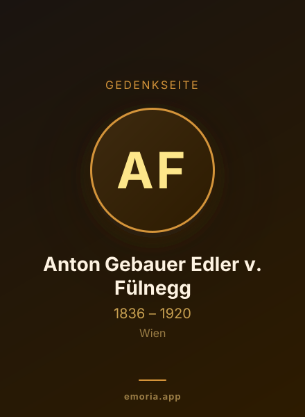 Gedenkportrait von Anton Gebauer Edler v. Fülnegg
