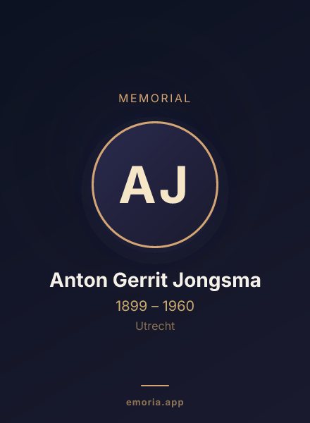 Memorial portrait of Anton Gerrit Jongsma