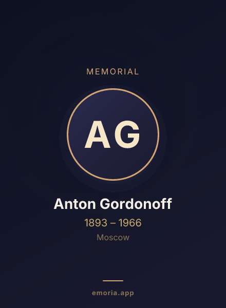 Memorial portrait of Anton Gordonoff