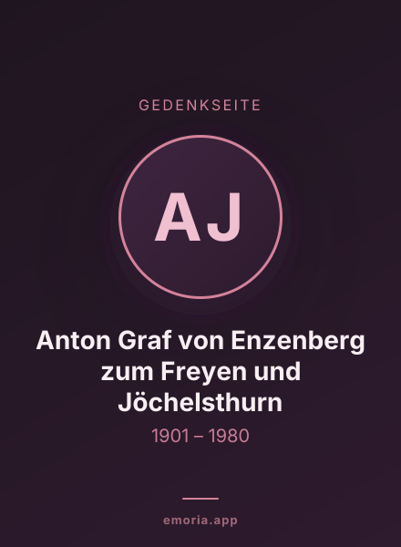 Gedenkportrait von Anton Graf von Enzenberg zum Freyen und Jöchelsthurn