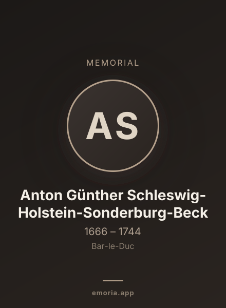 Memorial portrait of Anton Günther Schleswig-Holstein-Sonderburg-Beck