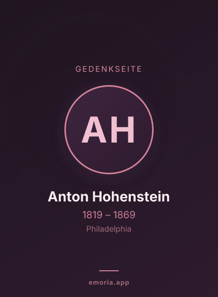 Gedenkportrait von Anton Hohenstein